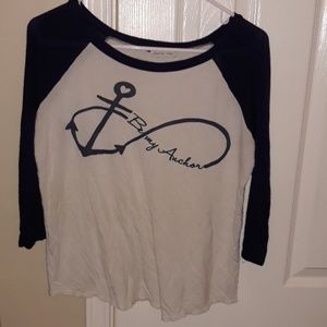 Be my anchor blue and white 3/4 sleeves top